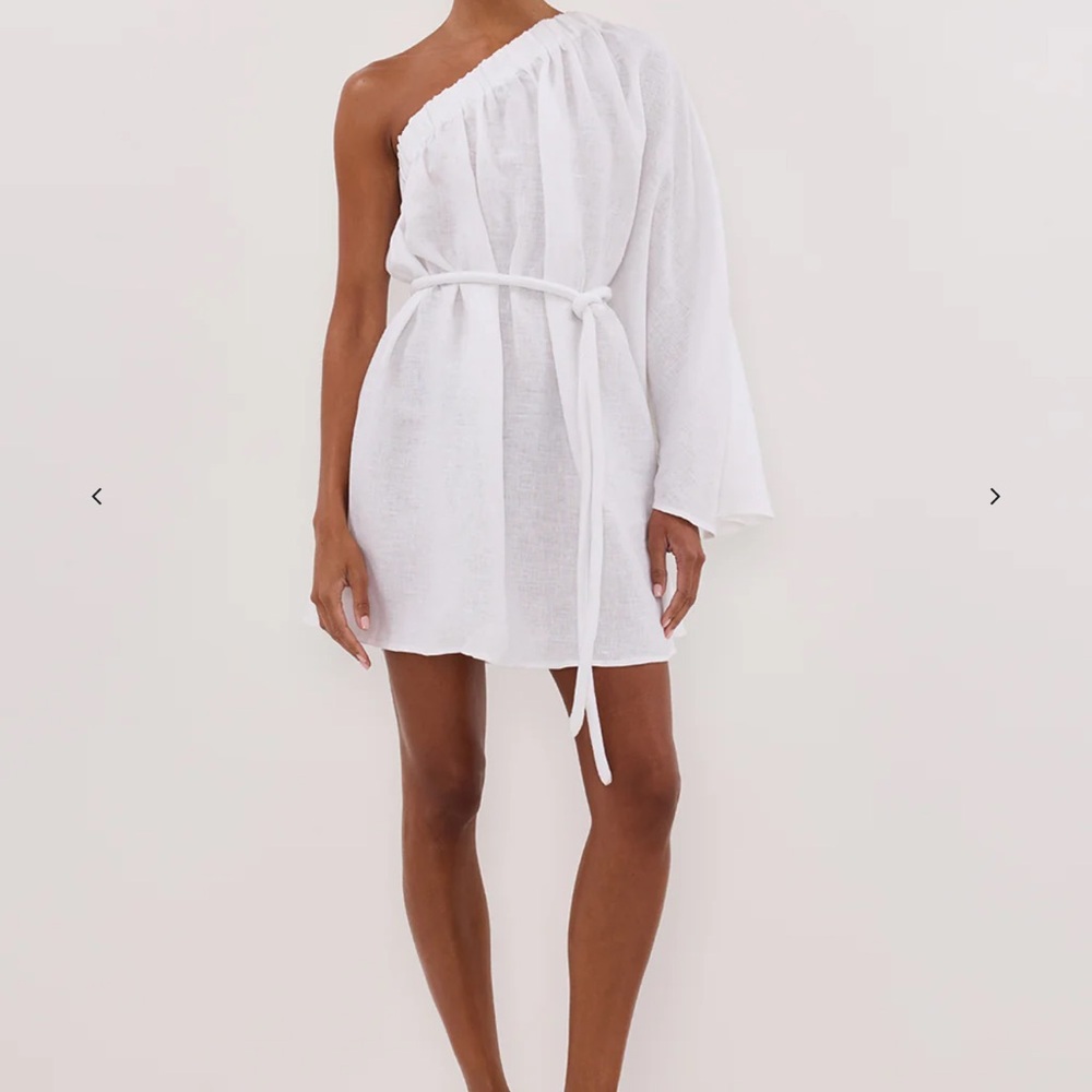 DISSH Aurelia Linen One-Shoulder Mini Dress